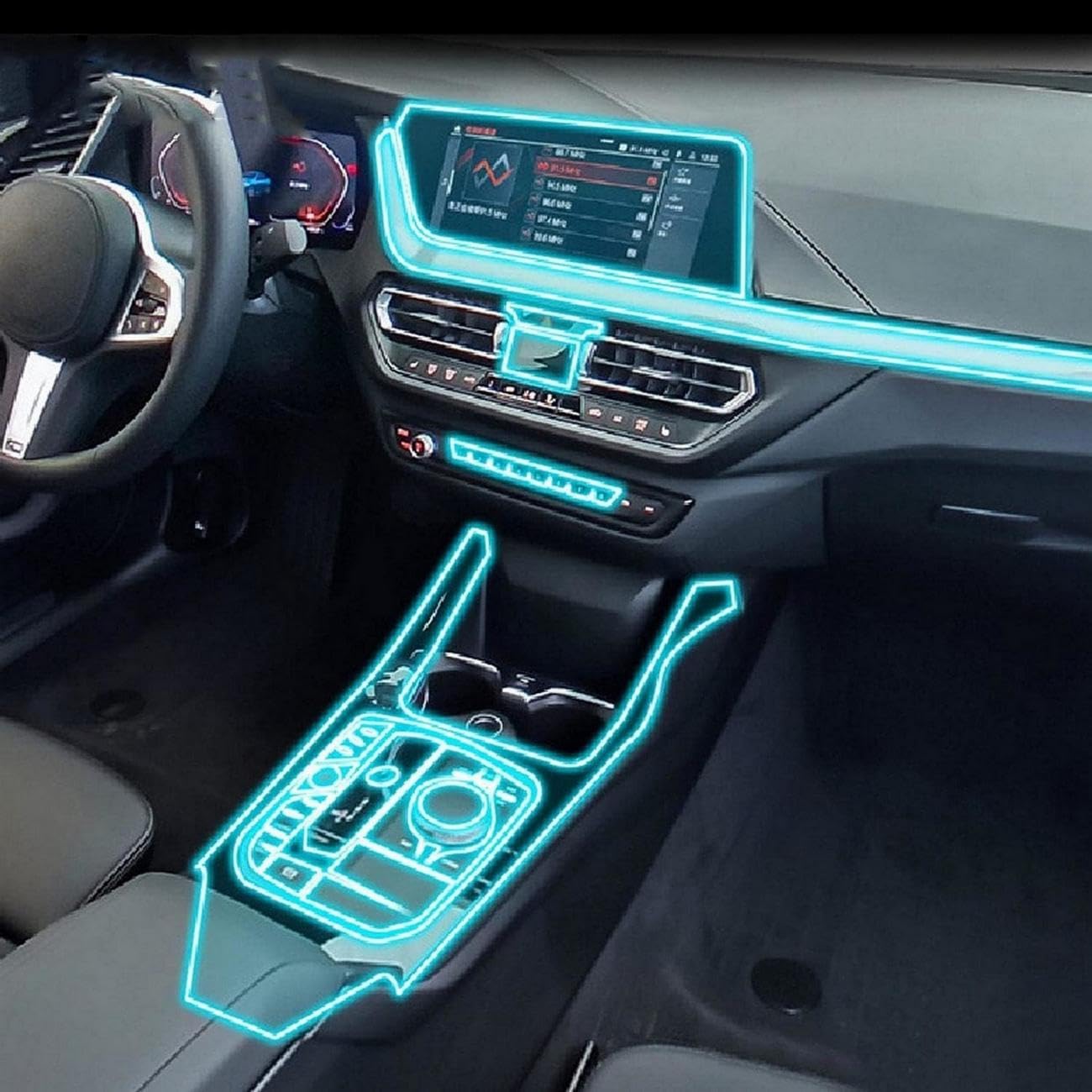 Película protectora de TPU para BMW F40 Serie 1 2020-2022 consola central LHD transparente