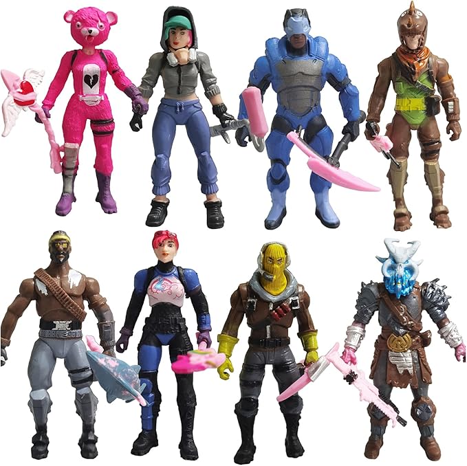 8pcs Video Game Action Figures with Weapons Toy Figure Set Cake Toppers for Children's Birthday Party Decor Fans Gifts