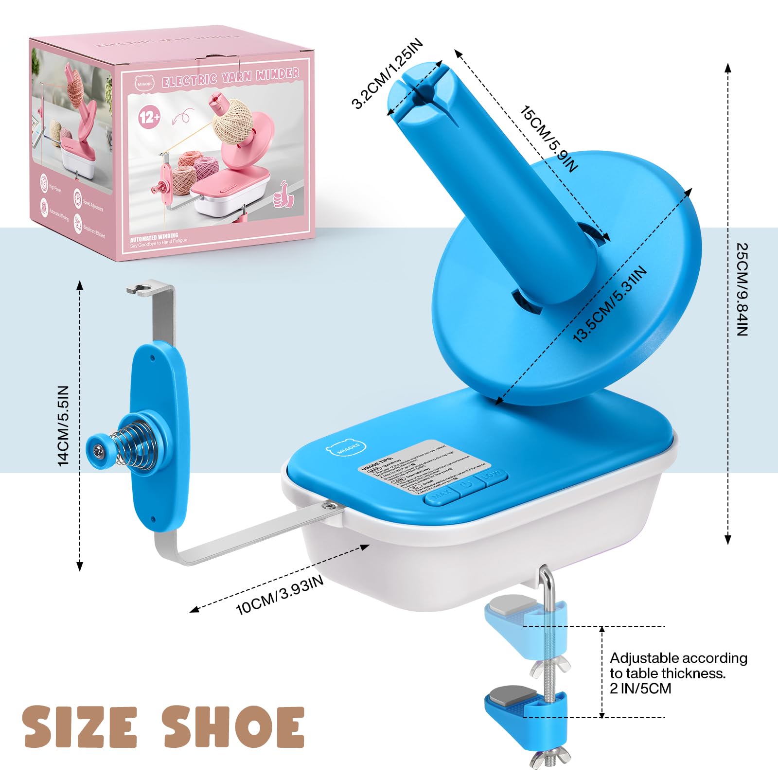 Avvolgitore per Filati per Maglieria, Avvolgitore per Lana, Facile da Installare e Utilizzare, Robusto, Avvolgitore per Filati con Manico in Metallo, Lana-Blu