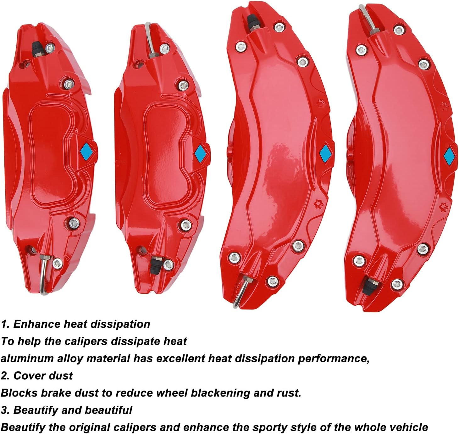 Brake Caliper Covers Set, 4Pcs Aluminium Alloy Red Brake Caliper Covers Red Caliper Covers with Accessories for Y 2020-2023 (Red)