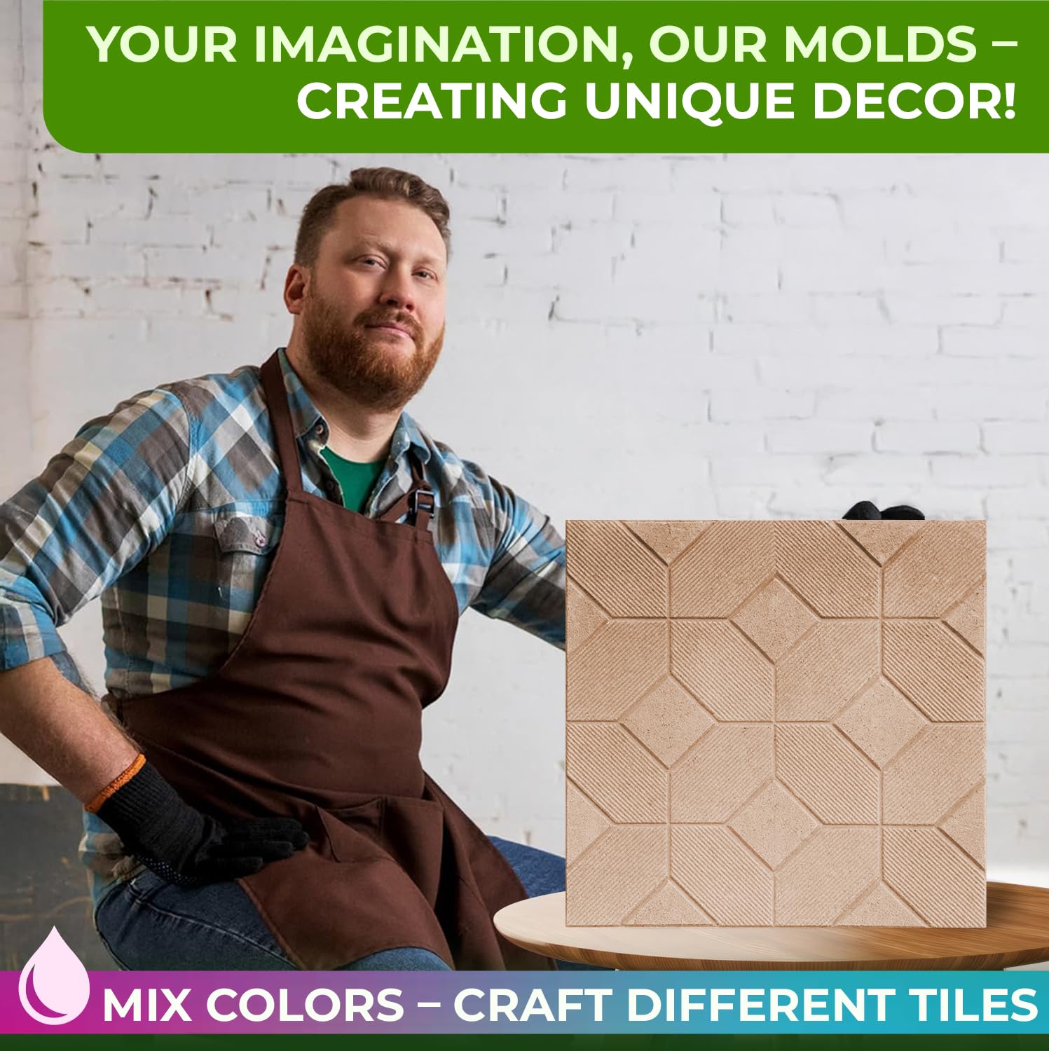 Plastic Molds Concrete Patio Paving Mold Slabs Chestnut - Big Beautiful Pathmaker Precast Concrete Molds and Forms Stampcrete for Walkways