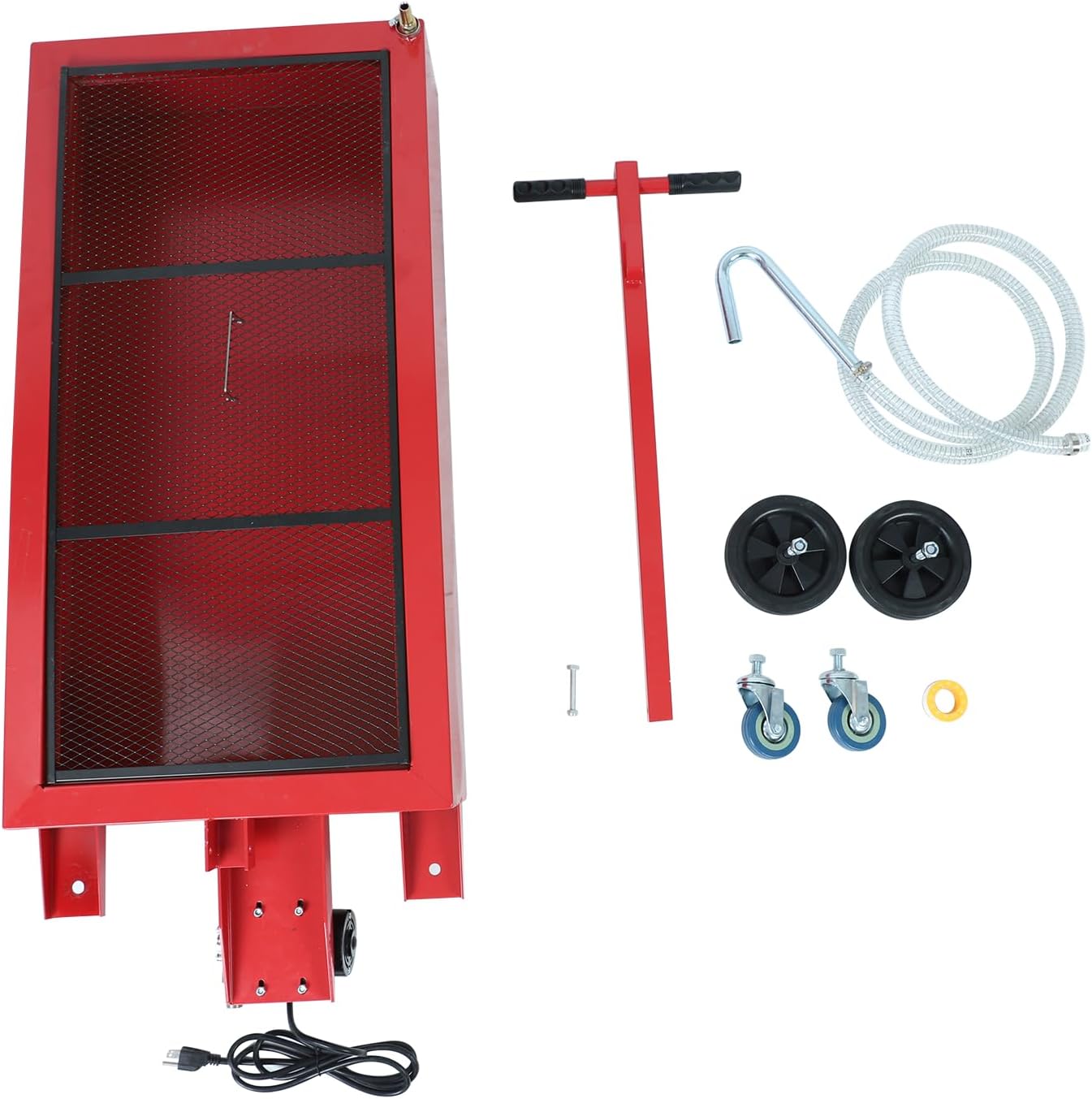 SUPERFASTRACING 20 Gallon Low Profile Roll Around Oil Drain Pan with 110V Electric Pump 8FT Hose for Trucks Cars SUVs