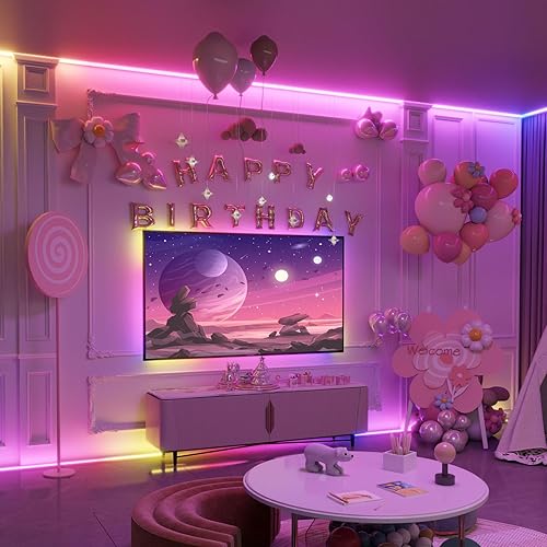 Miniatura 3 de Luces LED para habitación, tira de luces IC+RGB de 65.6 pies, control remoto de 24 teclas con aplicación, sincronización con música, cambio de color