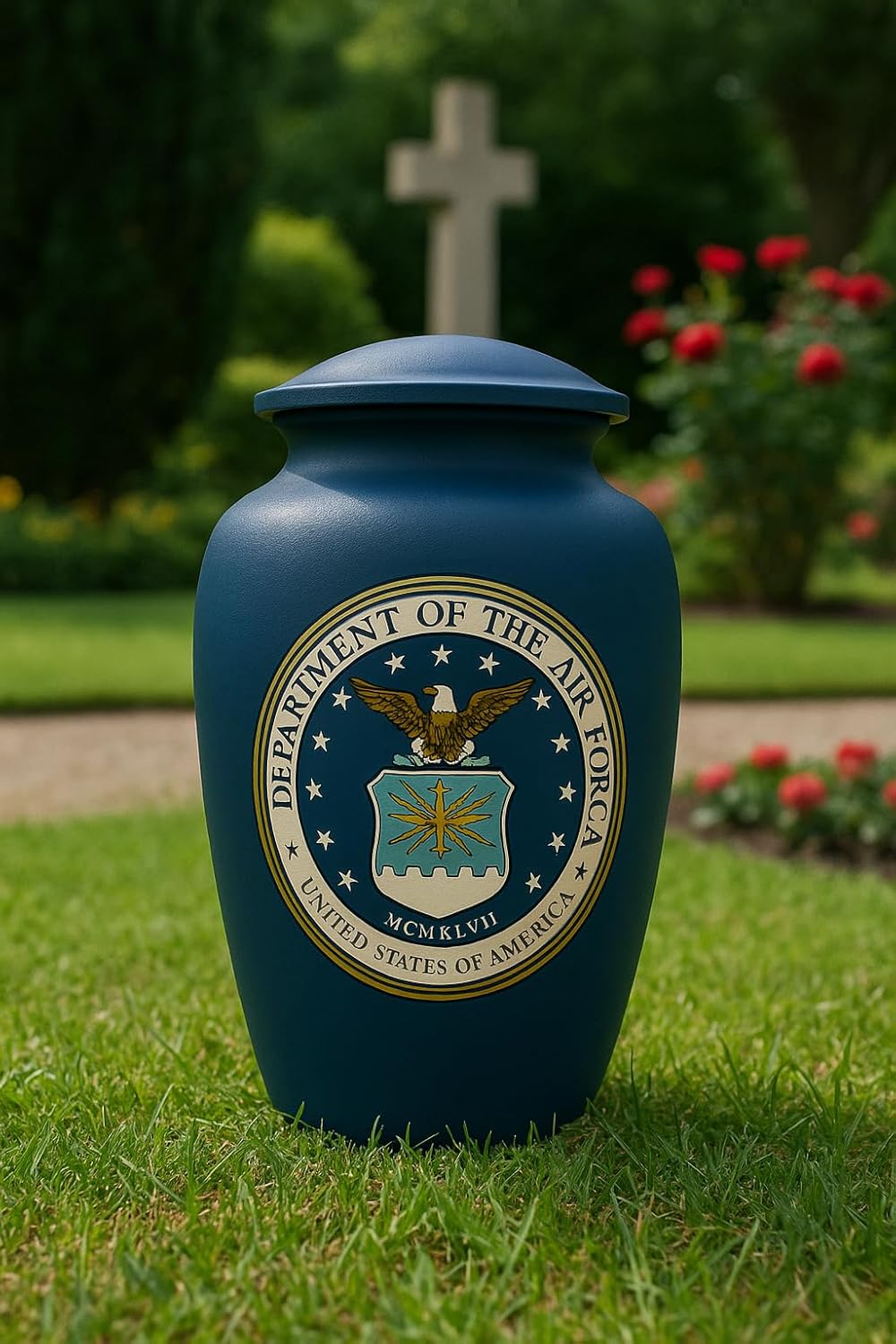 Beautiful Air Force Keepsake Cremation Urn for Human Ashes - Adult Keepsake Funeral Urn Handcrafted