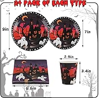 Vista 2 de DIYASY Halloween Plates and Napkins Party Supplies, Paper Plates and Cups Sets Disposable Dinner Dessert Plate Bulk Black Cute Appetizer Plate for