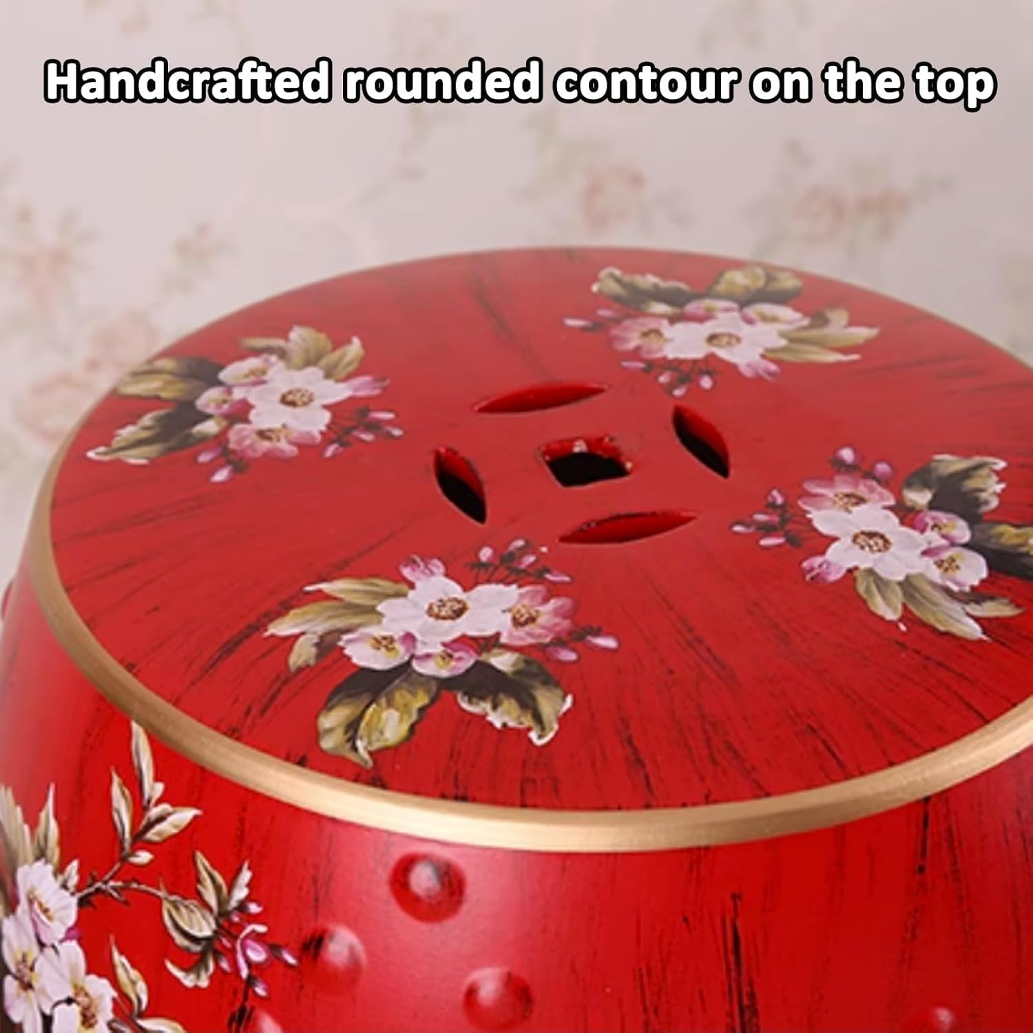 Ceramic Decorative Garden Stool, Ceramic Drum Garden Stool, Decorative Garden Stool Glazed, Ceramic Side Table Plant Stool, Chinese Drum Stools, Indoor Outdoor Decor(White)