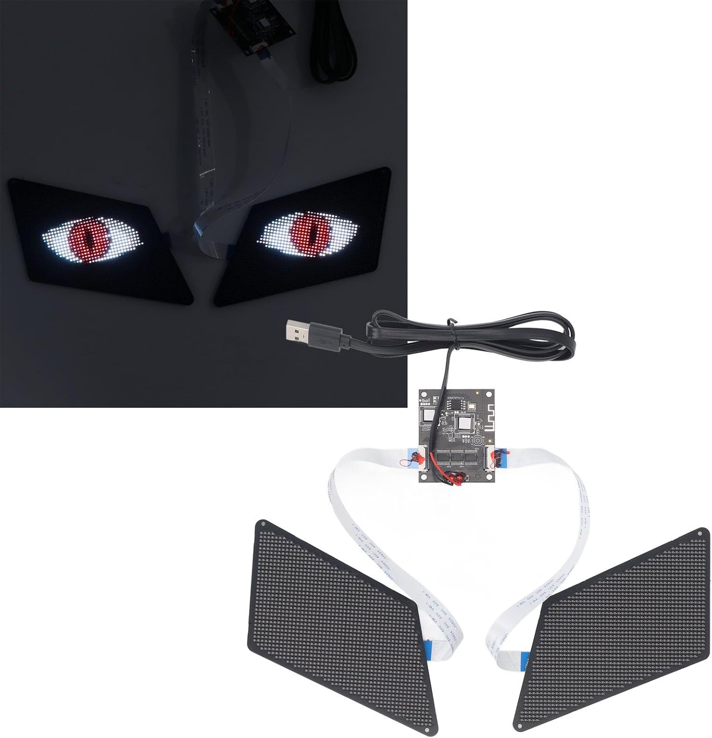 Jeffergarden LED Eyes Backpack Screen, Part Pictures Words, 48 X 96 Resolution BT APP Controlled Eyes Module, USB Powered for Words Pictures Animation Panel