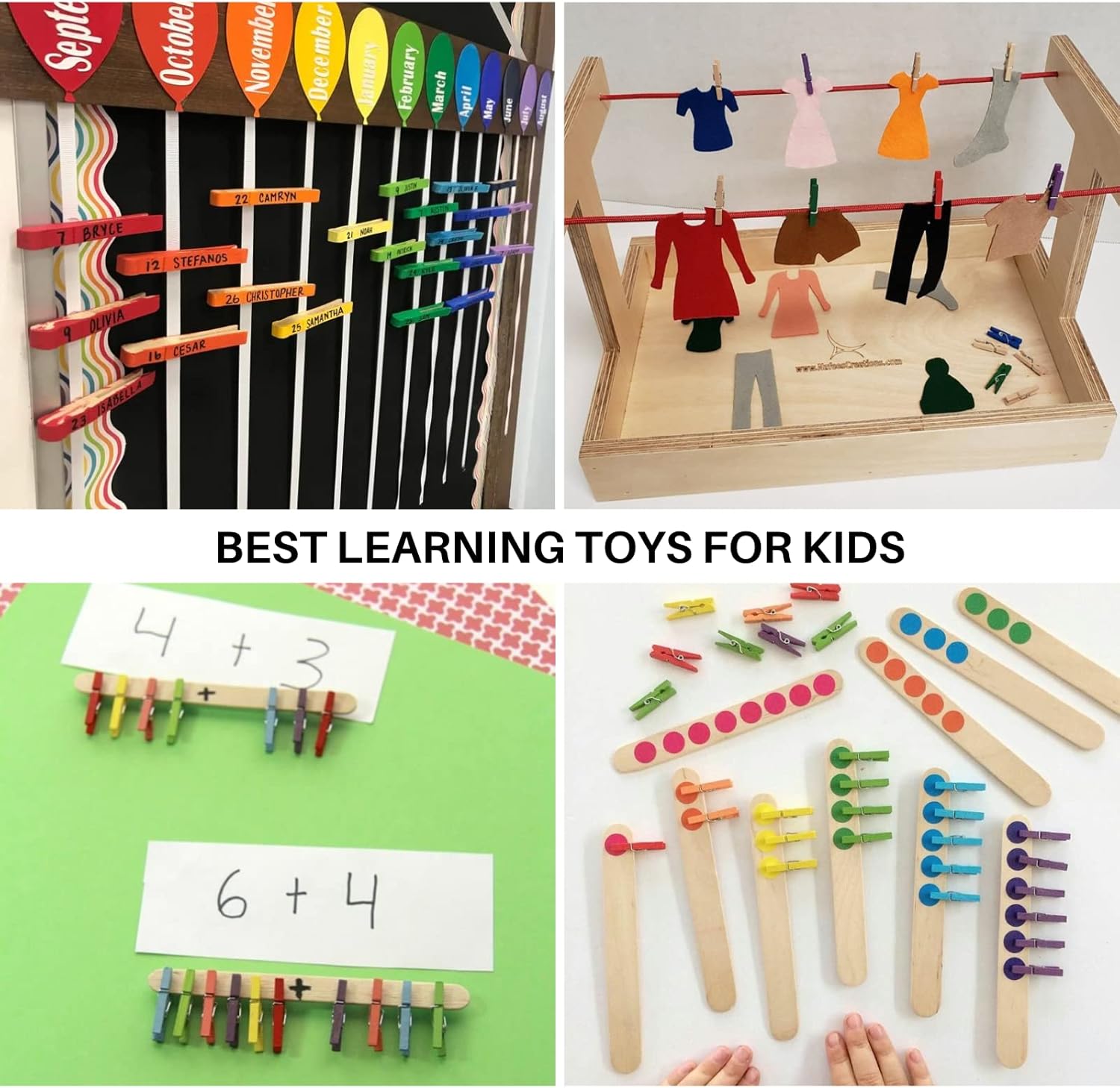 Mini Clothes Pins 200 Pcs - 1 Wooden Clothespins with 11FT Jute Twine, Small Tiny Clips for Photos, Crafts, Home Decor & Art Projects, Reusable Multi-Purpose Clothespins for DIY Projects