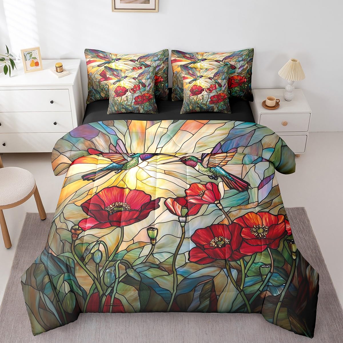 Housse de couette patchwork colibri pour transformer votre chambre en cocon rustique