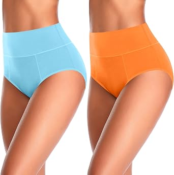 ASIMOON Tummy Control High Waisted Underwear for Women Cotton Plus Size Full Coverage Panties Ladies Briefs