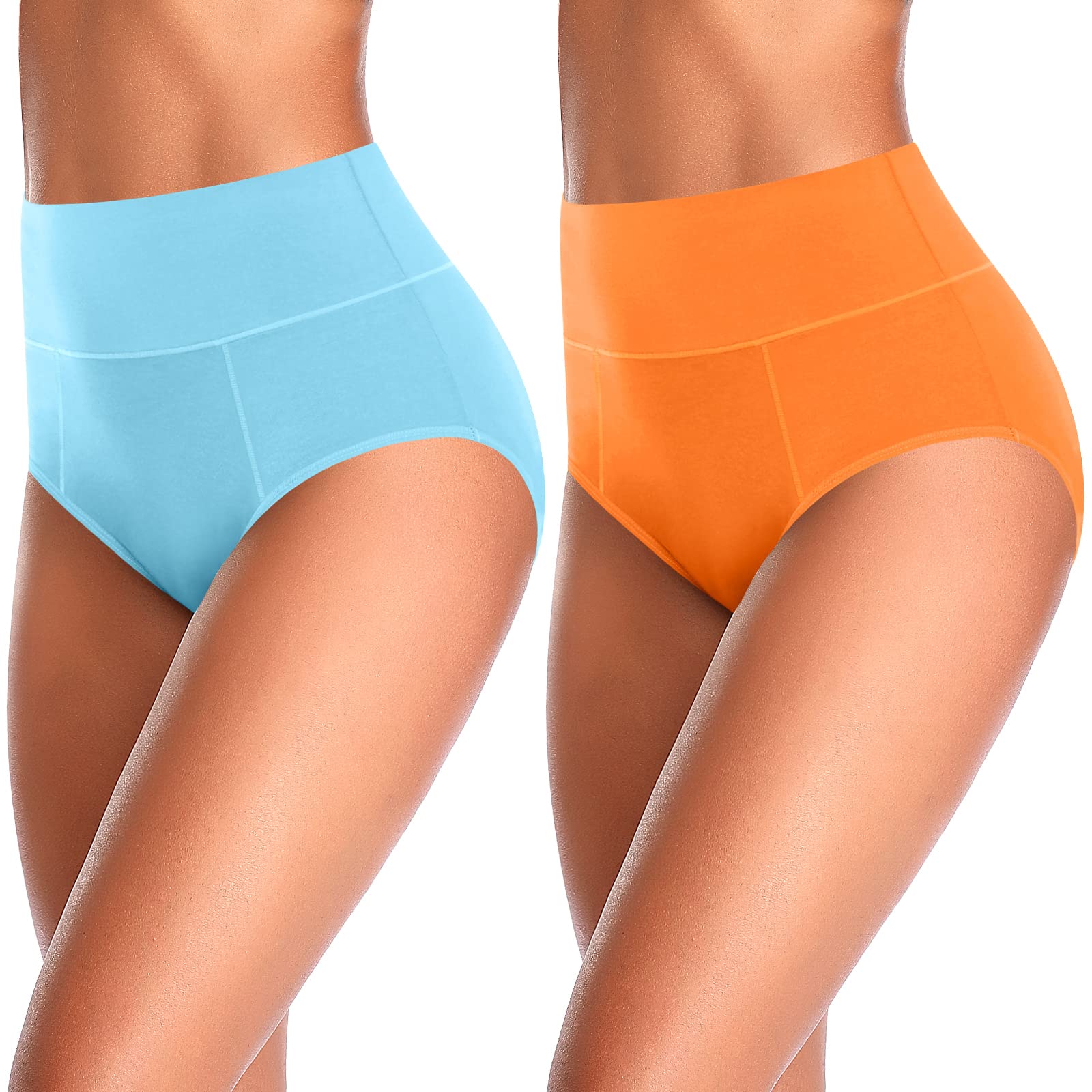 ASIMOON Ropa Interior para Mujer de algodón de Cintura Alta, Bragas de Cobertura Completa, Transpirables, Suaves, para Mujer, Talla Grande y Talla Regular