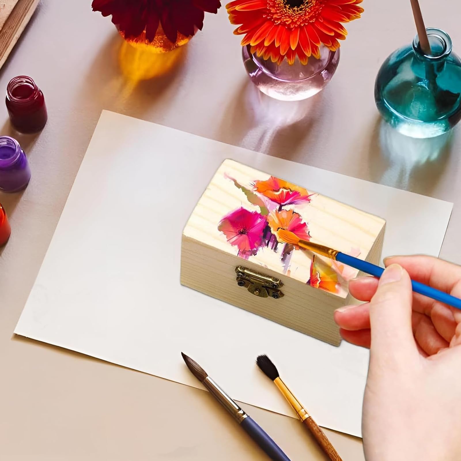 Petit Coffre en Bois, 20 pièces Coffre au Trésor, Mini Coffre au Trésor en Bois, Boîte à Bijoux à Faire soi Même, DIY Petit Coffre en Bois avec Couvercle, Convient pour Ranger Et Décorer