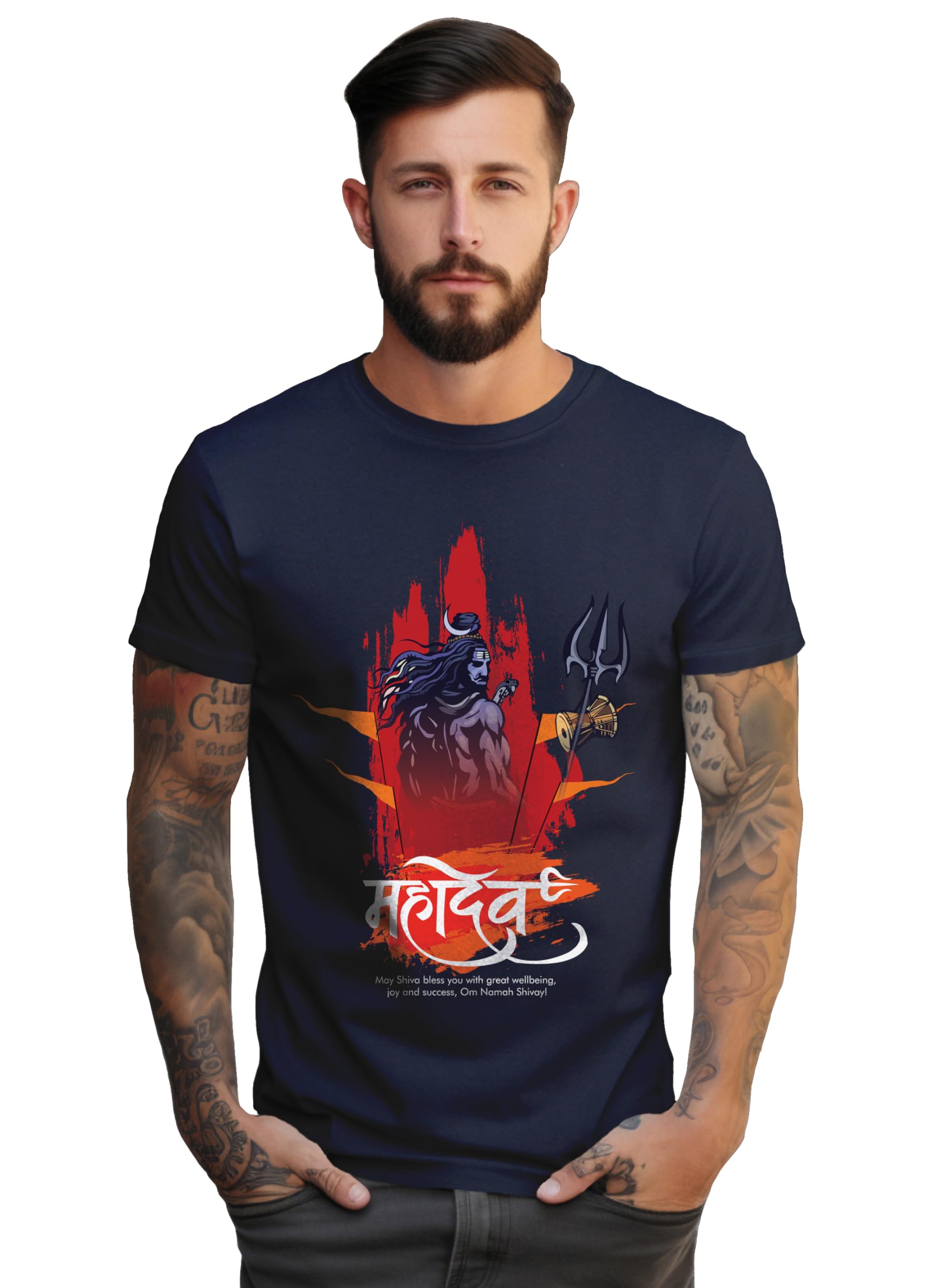 peppyzone Men's Regular Fit Lord Shiva Mahakal Printed T Shirts for Men-picture-29