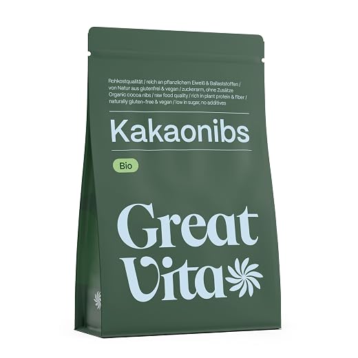 Bio Kakaonibs, 800g, Rohkost Kakao Nibs ideal als Topping, Naturprodukt ohne Zusätze aus Peru / GreatVita