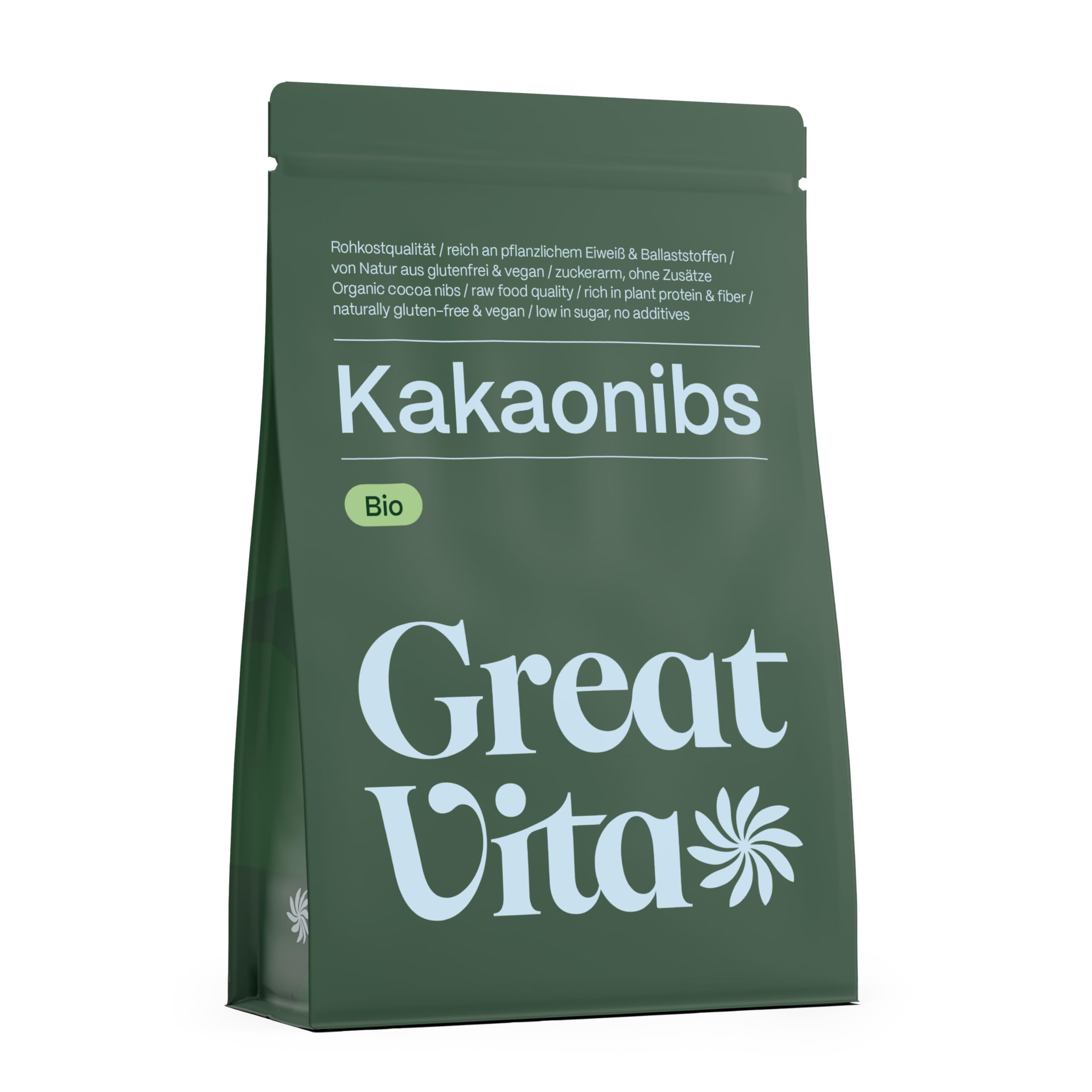 GreatVita Bio Kakaonibs 800g | Rohkost Kakao Nibs ideal als Topping, Naturprodukt ohne Zusätze aus Peru