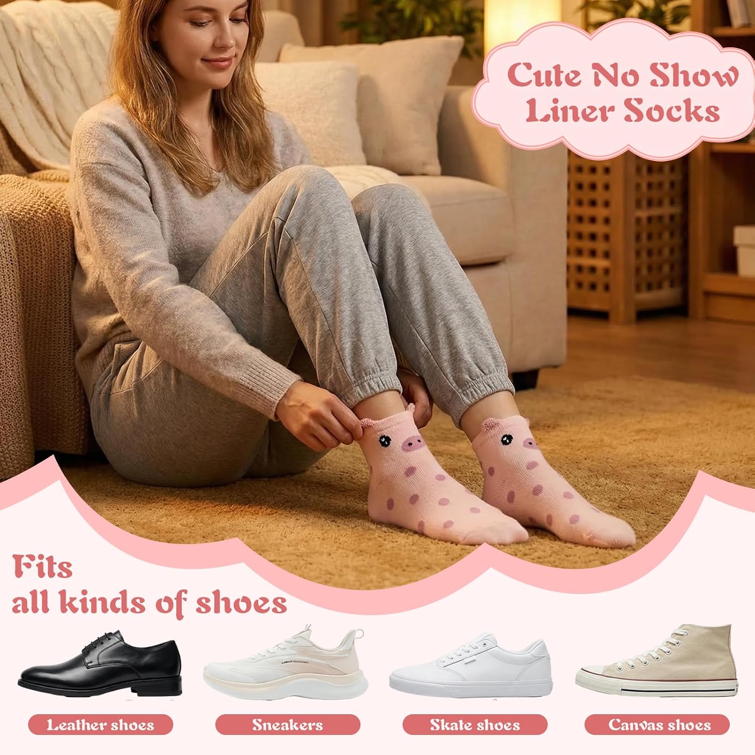 10 Pairs Cute Ankle Socks for Women Funny Cartoon Animal Low Cut No Show Socks for Flats Boat Casual Shoes 5-8.5