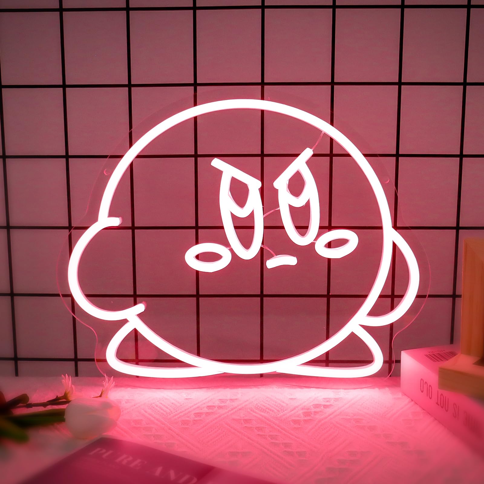 King Boo Neon Sign Ghost Led Neon Light with Dimmable Switch Gaming Neon Sign for Kids Game Room Man Cave Birthday Halloween Decor Christmas Gift