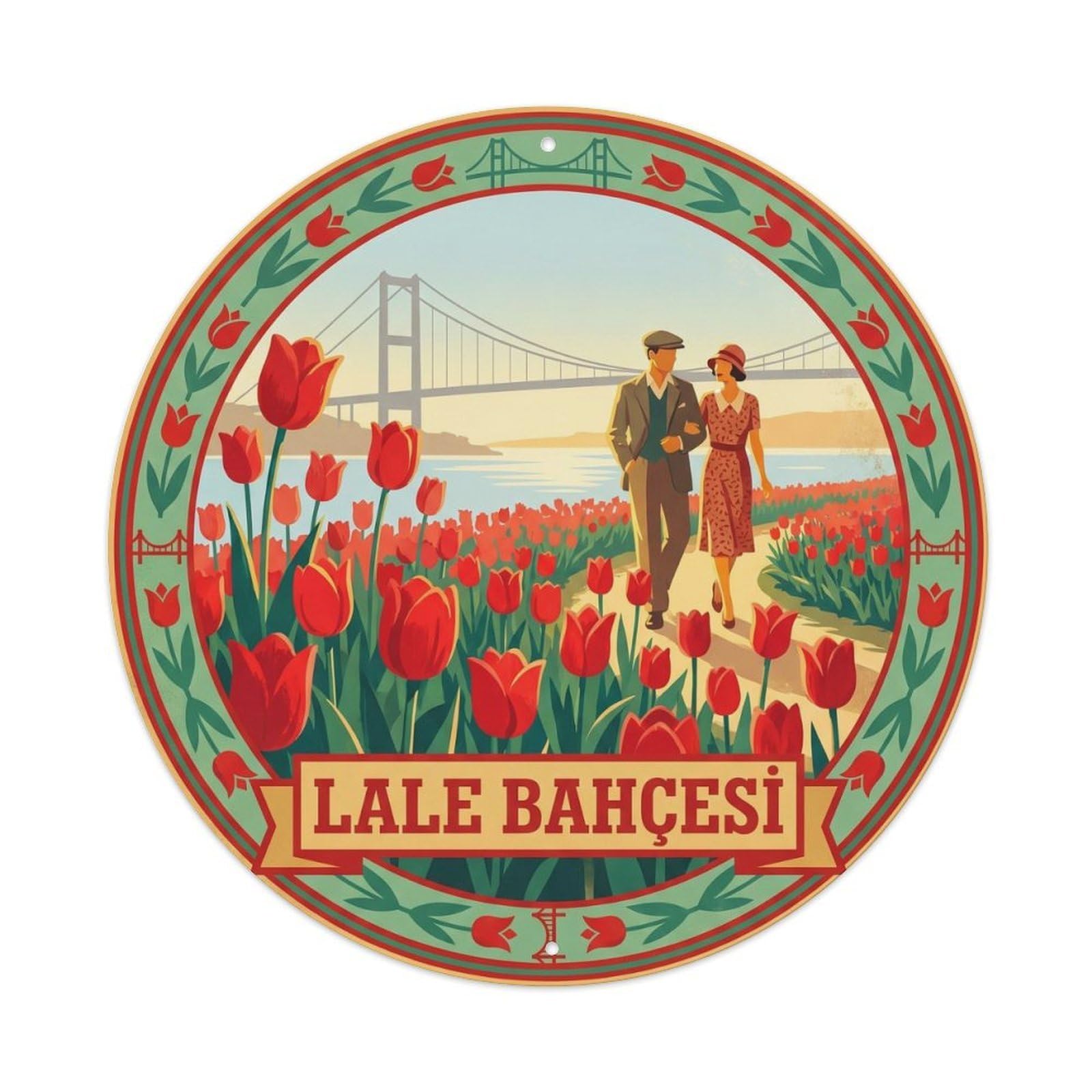 Istanbul Tulip Garden Historic Turkey Heritage Graphic Metal Tin Sign