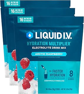 Liquid I.V.® Hydration Multiplier – Arctic Raspberry | Electrolyte Powder Drink Mix | 3 Pack (48 Servings)