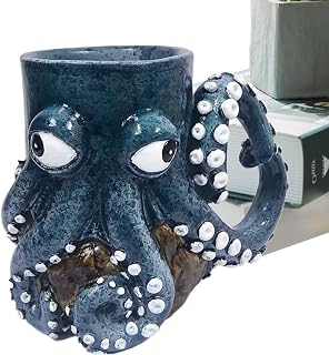 Keramisk kaffemugg - kaffemugg med kapacitet | handgjorda muggar | 3D-bläckfisk muggar | Art Novel Status Cup för mjölk Tea anti-fficages resor jul festivaler bi