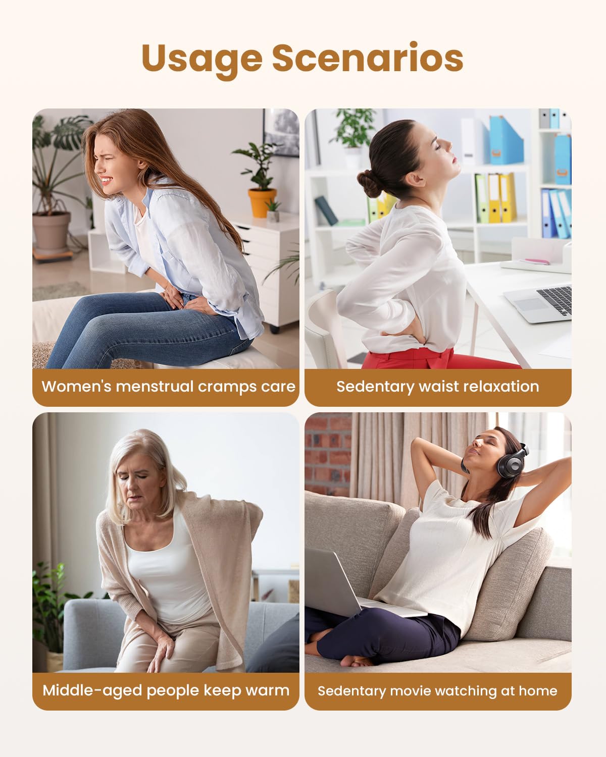 COMFIER Ceinture chauffante de Massage Contre Les maux de Dos, Sangles réglables de 87 à 146 cm, Ceinture chauffante avec 3 Modes, 3 intensités, avec minuterie