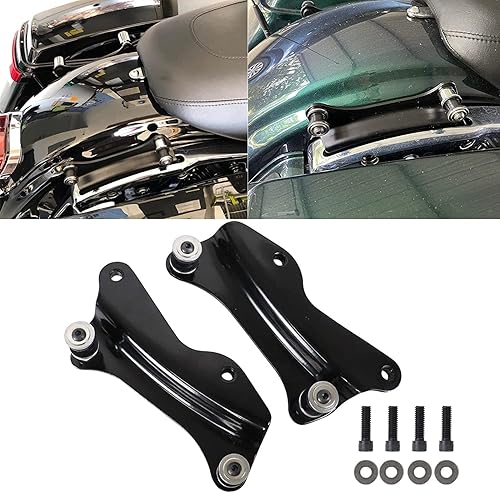 Miniatura 9 de Respaldo de maletero negro vívido con dos soportes desmontables para Harley Tour Pack Pak Touring Street Glide Road King, Road Glide, Electra Glide