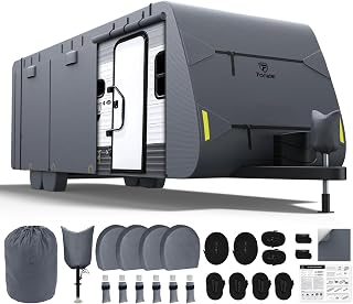 RV Cover Extra Thick 7 Layers Travel Trailer RV Cover, Anti-UV, Weatherproof, Rip-Stop, Utility Heavy Duty RV Cover 31'7"-34'