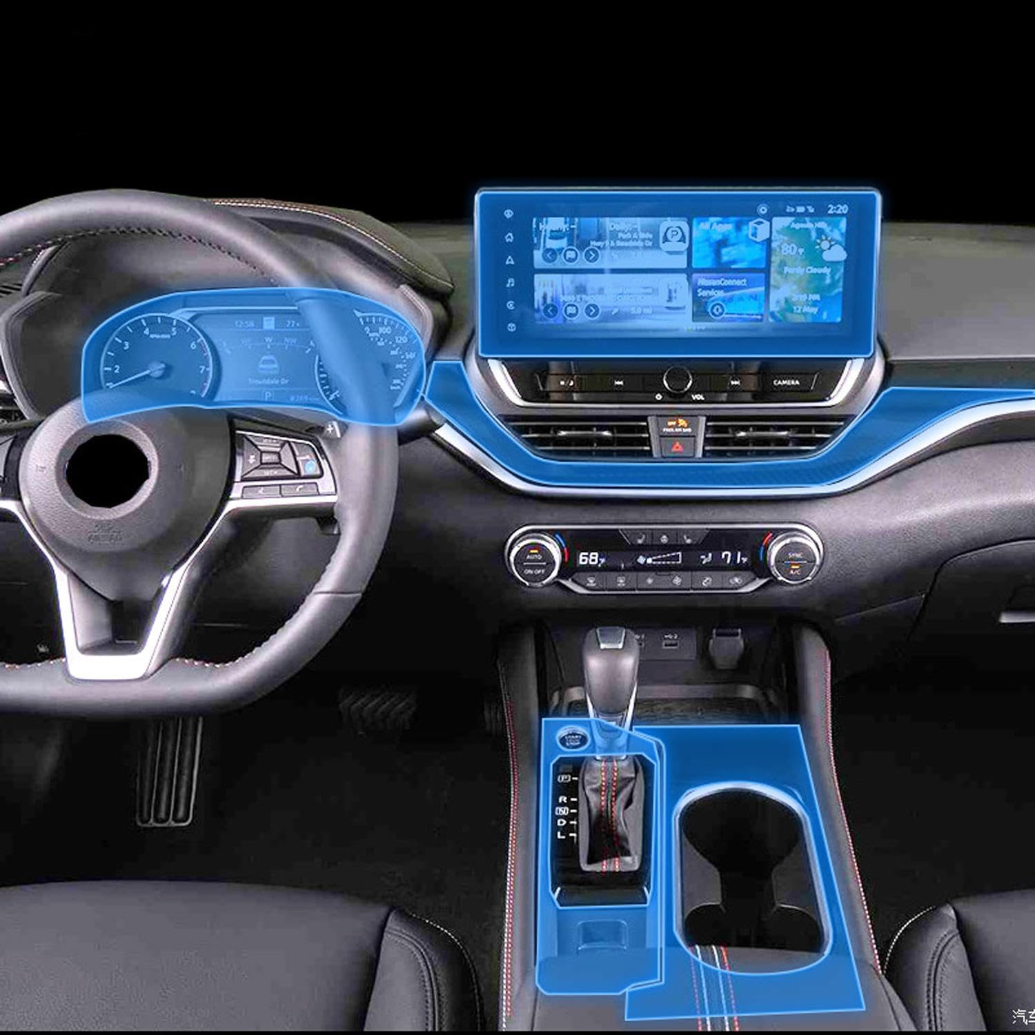 LAVIYE Car Interior Center Console Transparent TPU Protective Film Anti-Scratch Film PPF，for Nissan Altima 2022-2023