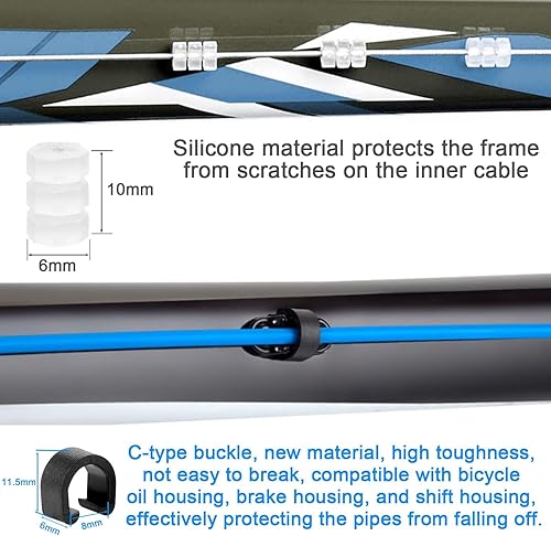 Miniatura 5 de Kit universal de carcasa de cable de cambio de bicicleta de 16.4 ft con 2 juegos de cambio de bicicleta, cambiador de engranajes de transmisión,