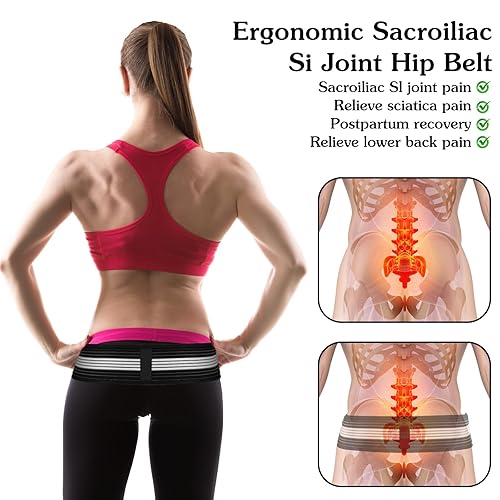 Miniatura 5 de Cinturón de cadera sacroilíaco para articulaciones, soporte de cadera ajustable, cinturón sacroilíaco para mujeres y hombres, soporte transpirable