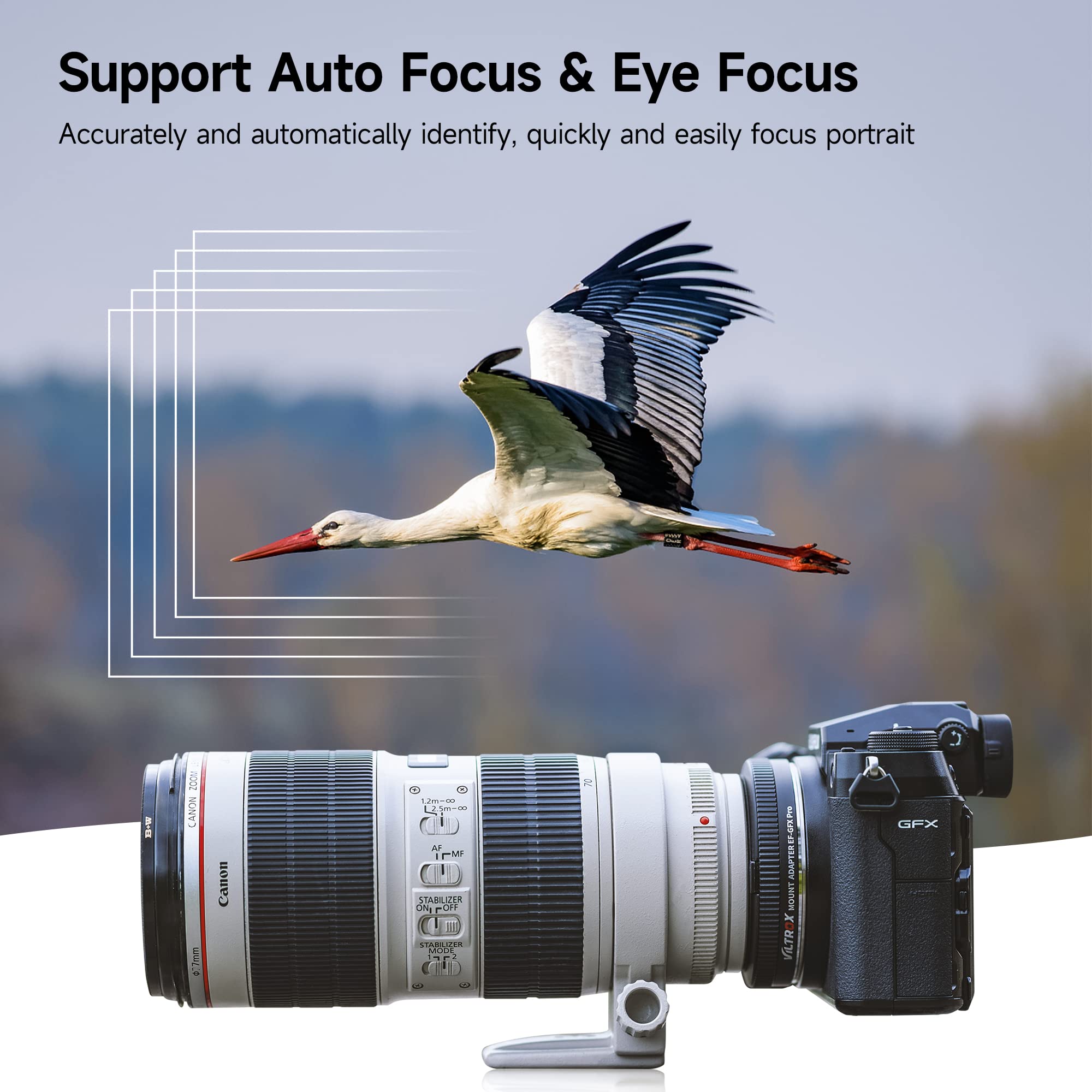 Adattatore VILTROX EF-GFX Con Autofocus – Monta Obiettivi Canon EF/EF-S Su Fotocamera Fujifilm GFX (medio Formato)