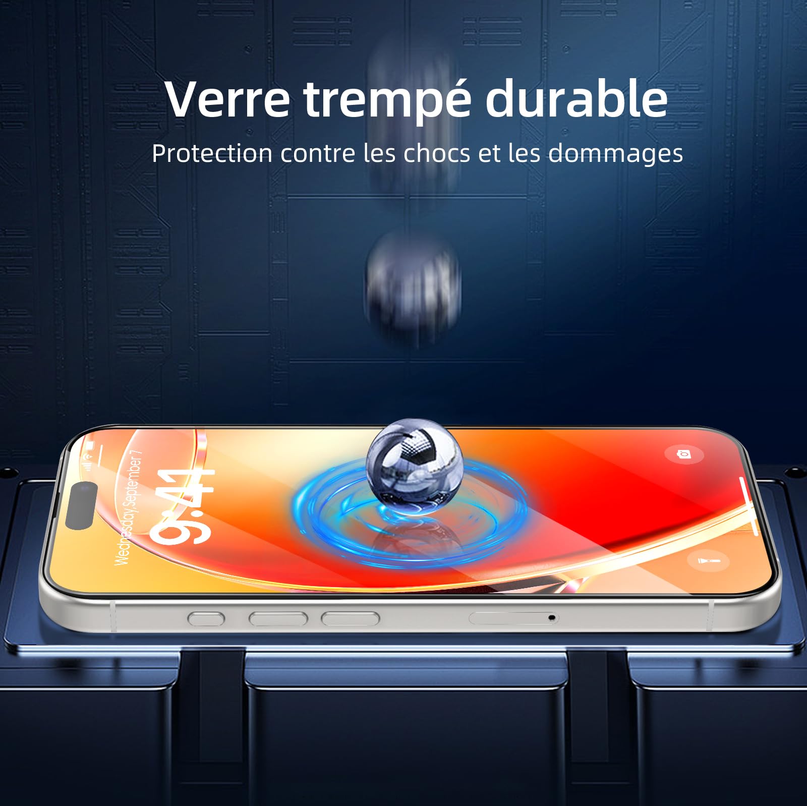 NEW'C 3 Sztuki, Pełny Pokrycie Ochraniacz Ekranu dla iPhone 16 Pro 6,3 cala [Automatyczna Instalacja], Czarna Krawędź, Folia ochronna ze szkła hartowanego, odporność na zarysowania