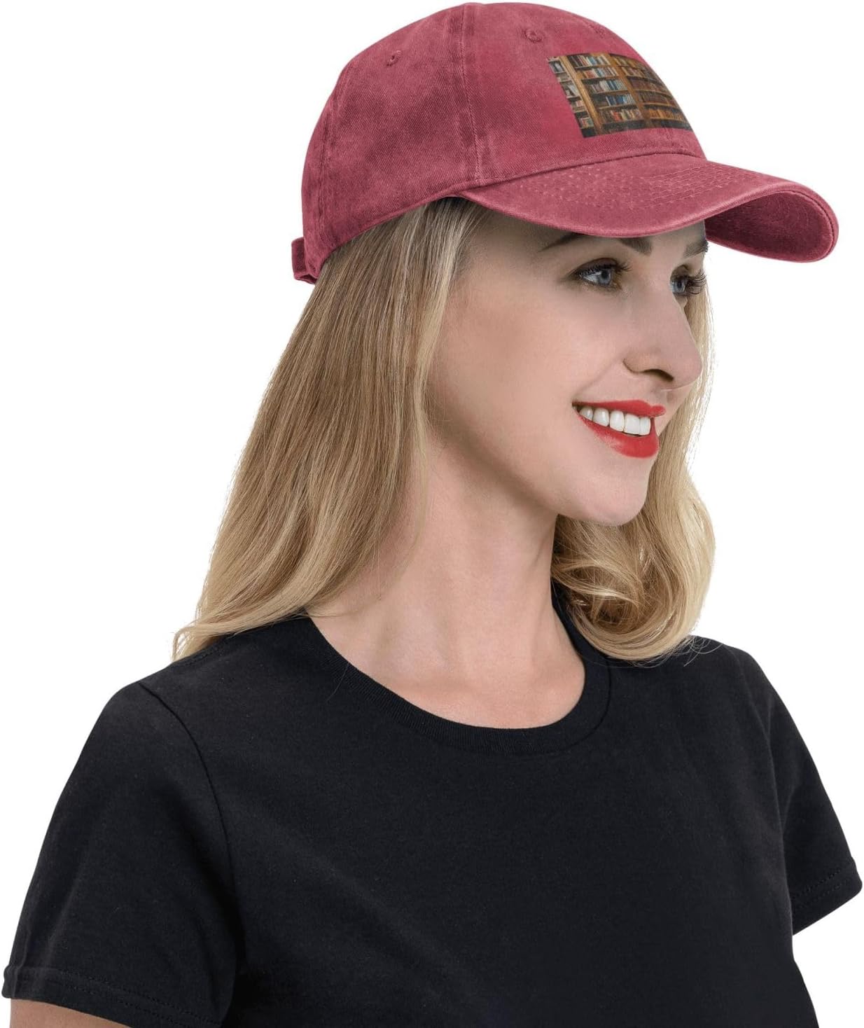 Books Print Cowboy Hat Personalized Baseball Cap Fashion Hat Cap Funny Gifts for Women Men Red