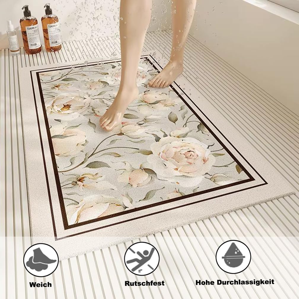 Tappetino doccia antiscivolo 80 x 160 cm Bel tappeto doccia antiscivolo PVC morbido e confortevole alta permeabilità all'acqua asciugatura rapida