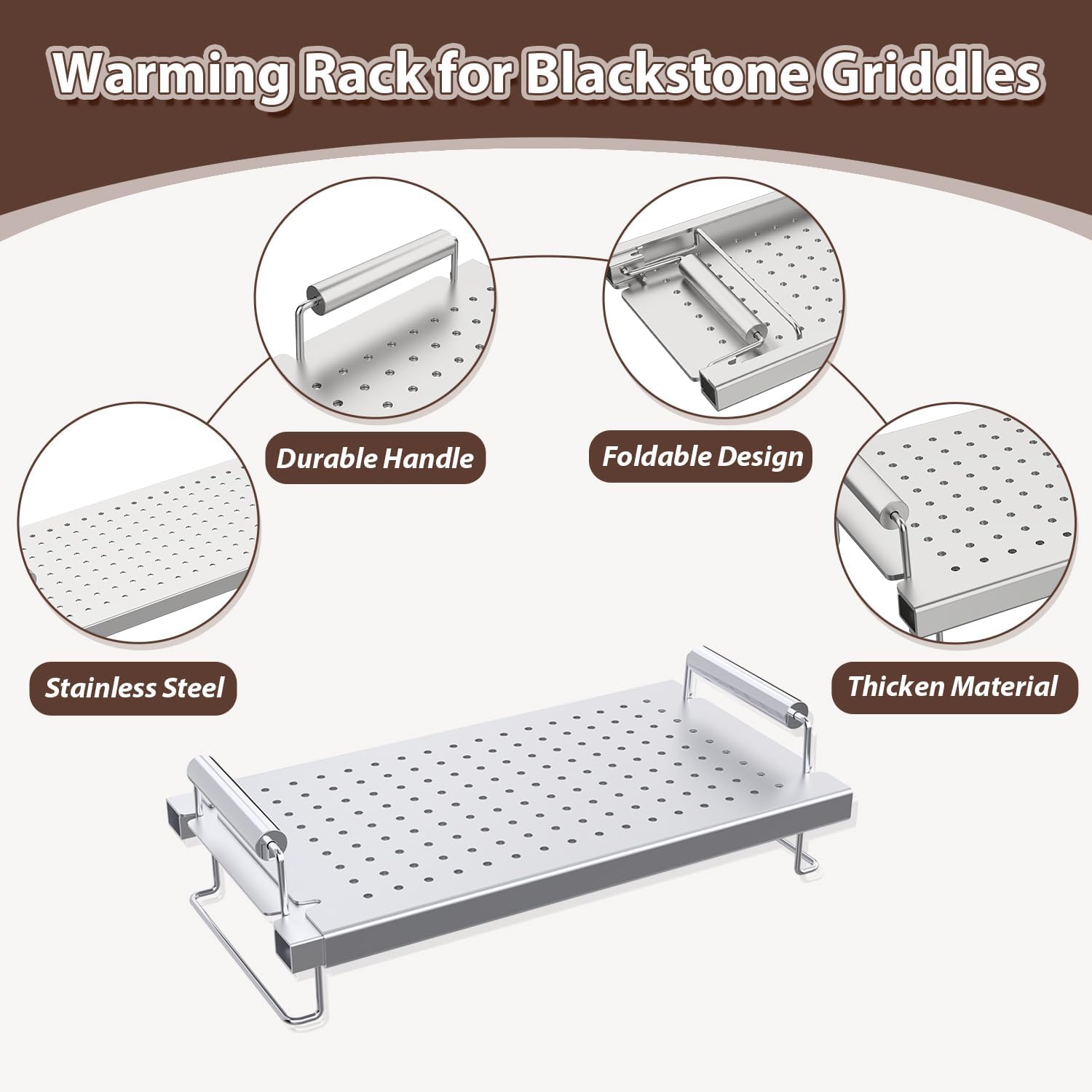 Adjustable Griddle Warming Rack for Blackstone 17 22 28 36 Inch Grill, Warming Rack for Blackstone Griddle Accessories Universal Warmer Rack for Weber Charbrail Camp Chef and Most Flattop Grill