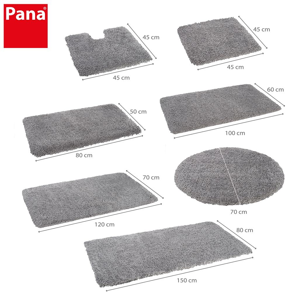 PANA Vienna mata łazienkowa premium • Dywanik łazienkowy z wysokim runem • Dywanik pod prysznic • Dywanik do WC • antypoślizgowa • chłonna • Rozmiar: 80 x 150 cm • Kolor: szary