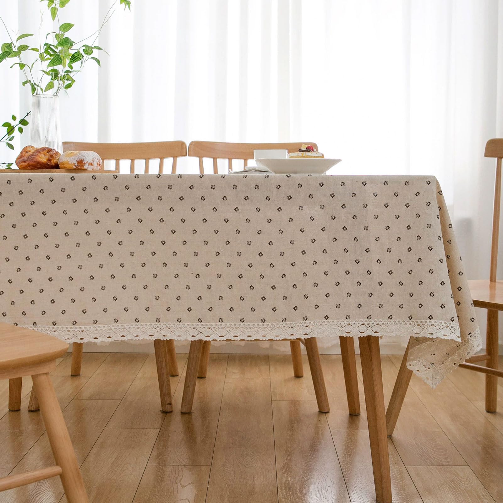 Nappe rectangulaire de table en coton et polyester durable et facile à entretenir