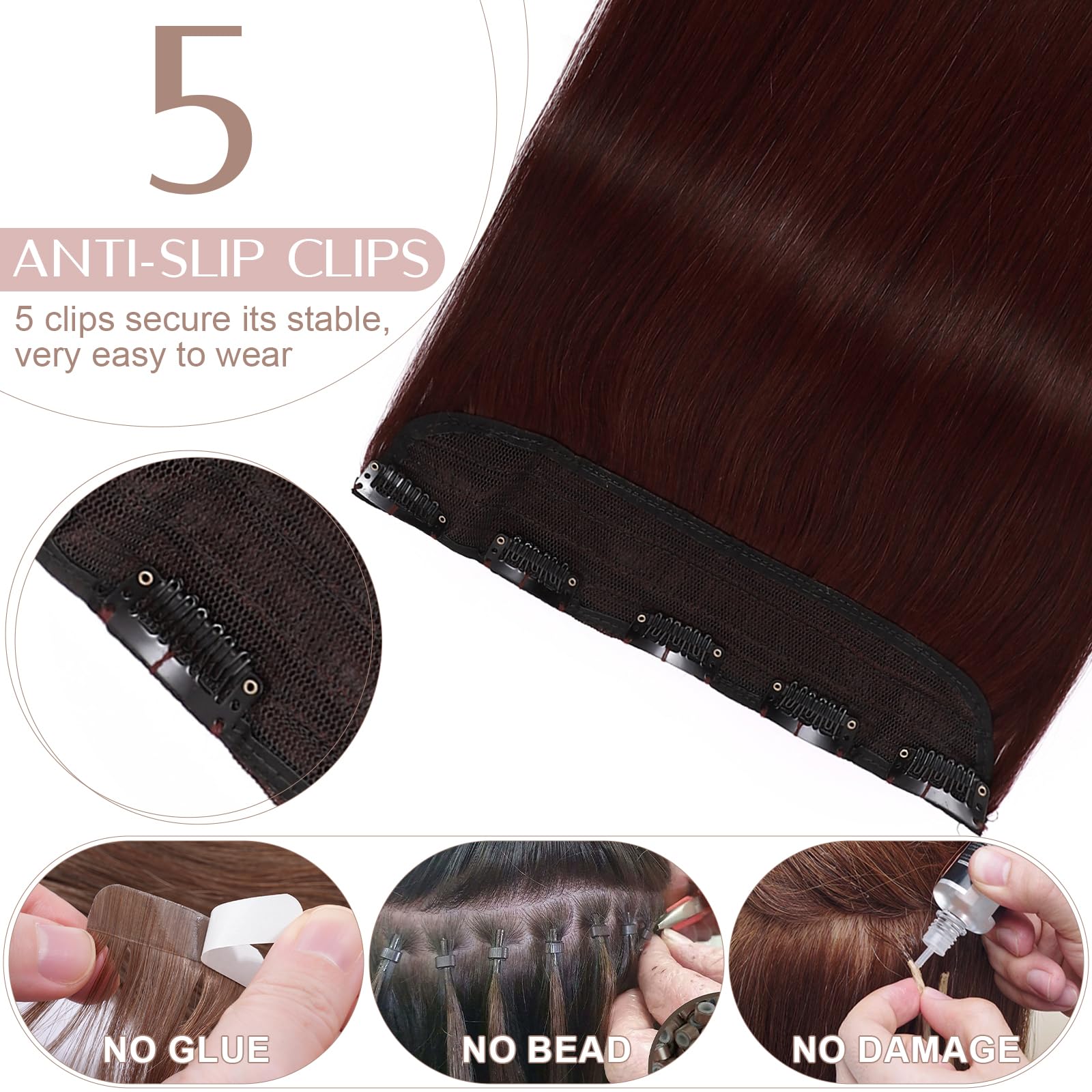 20 inches SEGO One Piece Hair Extensions Clip in Human Hair [#1B Natural Black] Real Remy Hairpieces for Women 3/4 Full Head Straight Invisible (50g) — view 143