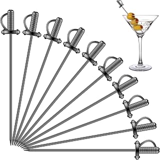 10 Pcs Sword Picks 4.3 Inch Metal Cocktail Sword Toothpick, Black