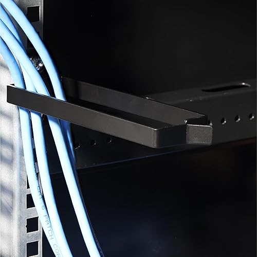 Miniatura 9 de kwmobile Ganchos de anillo en D para rack de servidores (10 piezas) - Organizador de soporte para cables de conexión de red, fibra óptica, cables de