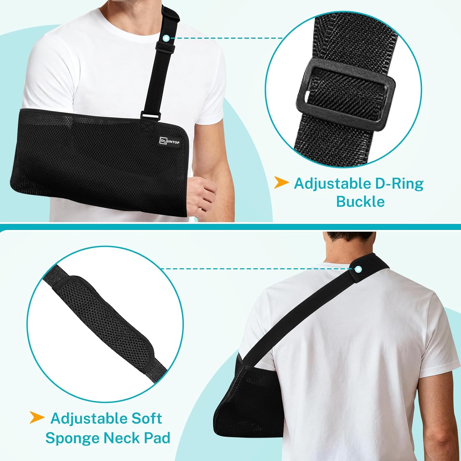 Arm Sling Shoulder Immobilizer for Women Men, Breathable Shoulder Sling for Torn Rotator Cuff, Broken, Dislocated, Fracture, Strain, Clavicle/Wrist/Elbow Injury - Mesh Arm Brace for Shower