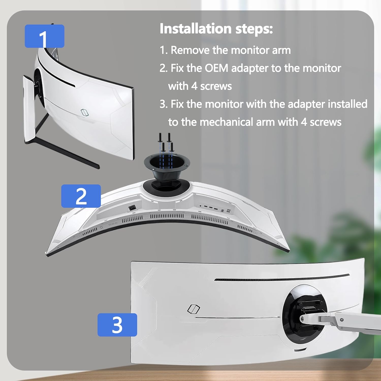 Odyssey G9 VESA Mount Adapter Compatible with Samsung 49" Neo Odyssey G9 G95T, G97T,G95NA Curved Monitor (Fits Odyssey G9 G95T C49G95TSSN G97T C49G97TSSN LS49AG952NNXZA)