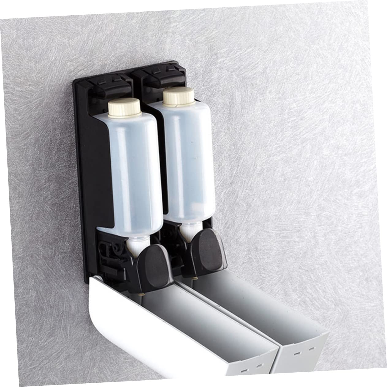 Dispensador de Jabón Líquido y Montaje sin Taladro de Pared para Baño y Hotel Plástico Compacto Boca Grande, Diseño Sencillo Adecuado para Loción y Champú