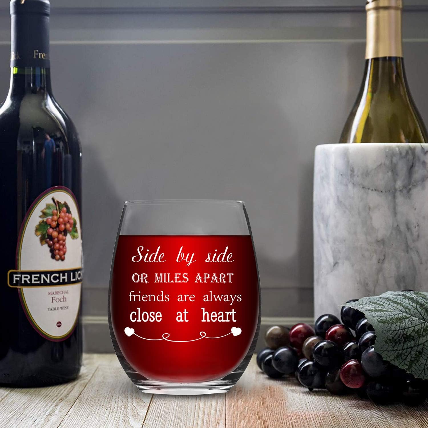 Suреr Sаlе 🛒 Wine Glass Side By Side or Miles Apart Friends are Always Close at Heart Birthday Gift for Friend Best Friend Gift Long Distance Friendship Gifts 15Oz