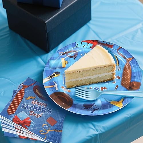 Miniatura 4 de CIEOVO Juego de vajilla para fiesta del Día del Padre para 24 invitados, incluyendo platos de postre de cena, servilletas de almuerzo, vasos,