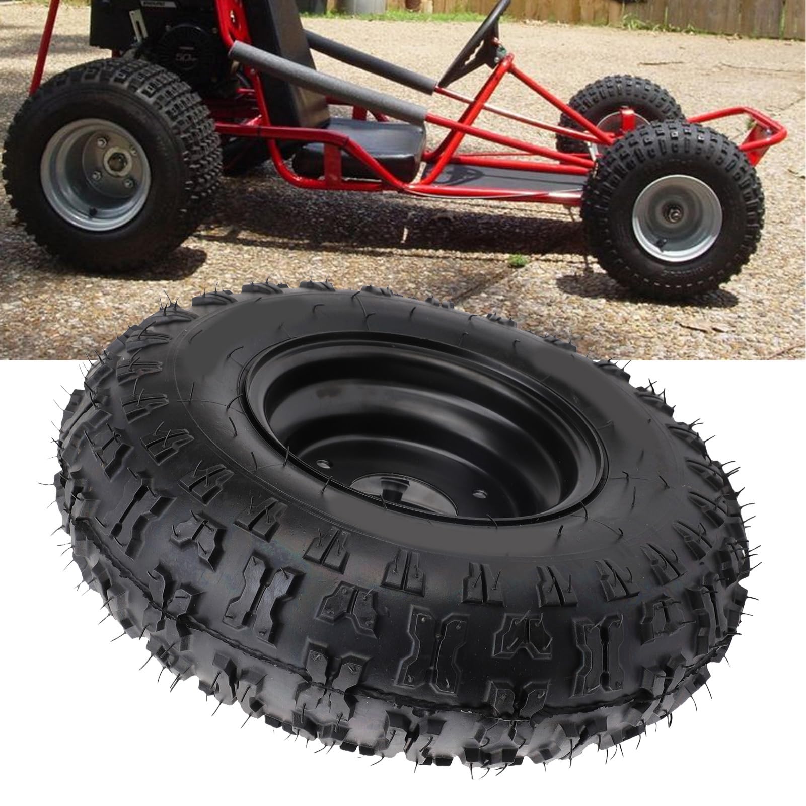 Tbest 13x5-6 Pneumatico per Tosaerba Pneumatico per Tosaerba per Trattore da Giardino 4 Strati Tubeless 3 Stud 6 Pollici Cerchio Nero off Road Trazione per ATV Quad Go Kart