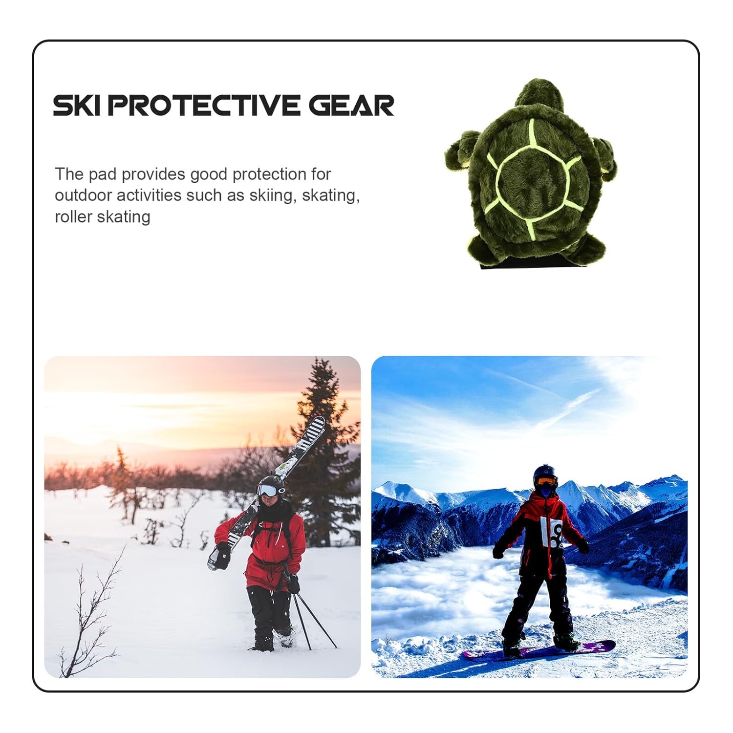 2pcs Cute Turtle Knee Pads Plush Protective Cushion for Roller Skating and Skiing, Light for Sports Safety Gear