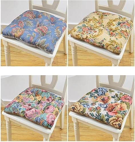 Miniatura 8 de Cojines para sillas de comedor, paquete de 2 cojines gruesos de estilo europeo para sillas de cocina, juego de 2 con lazos, cojines en forma de U