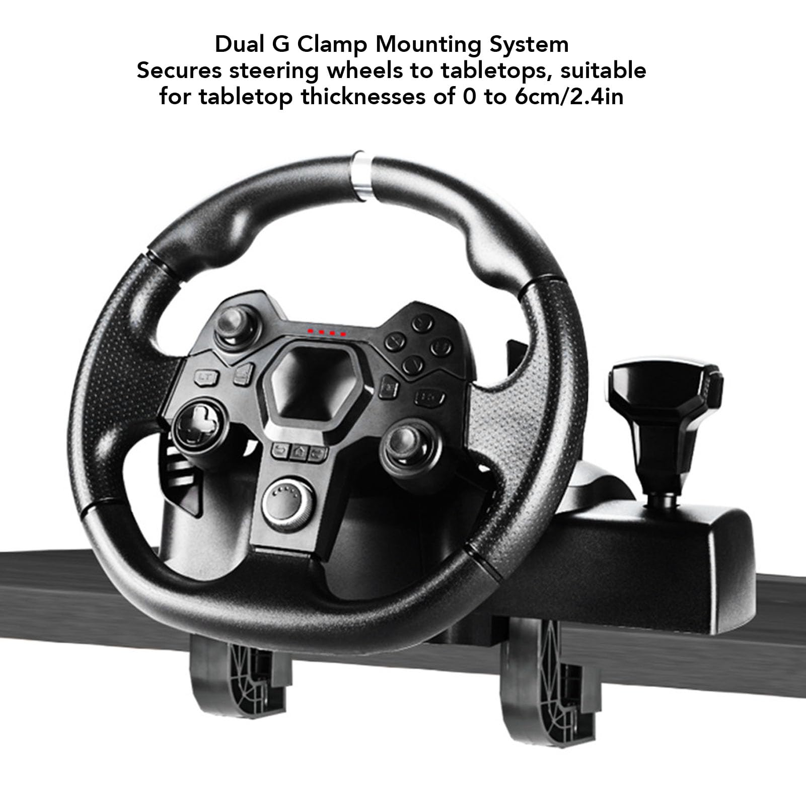 Plyisty Juego de Volante para Videojuegos, Volante de Carreras Driving Force de 11 Pulgadas y Pedales de Suelo, Abrazadera G, Compatible con Consola de Juegos de PC Android