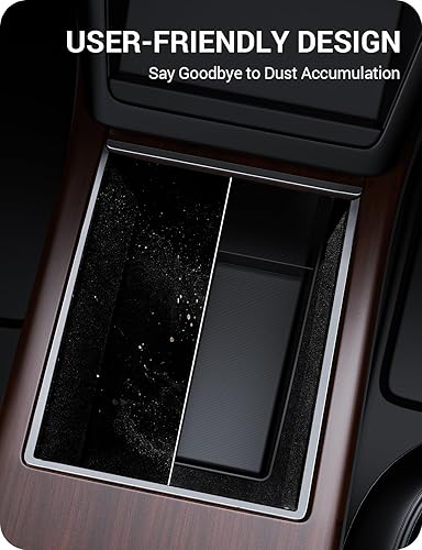 Miniatura 5 de BASENOR Bandeja organizadora de consola central Tesla Model S y caja de almacenamiento para reposabrazos inferior inferior de elastómero